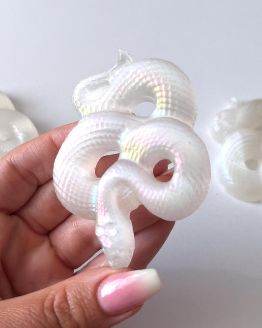 Aura Selenite Snake Carving Small