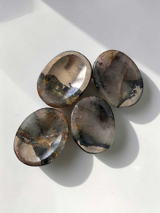 Smoky Quartz Golden Healer Pyrite Worry Stone