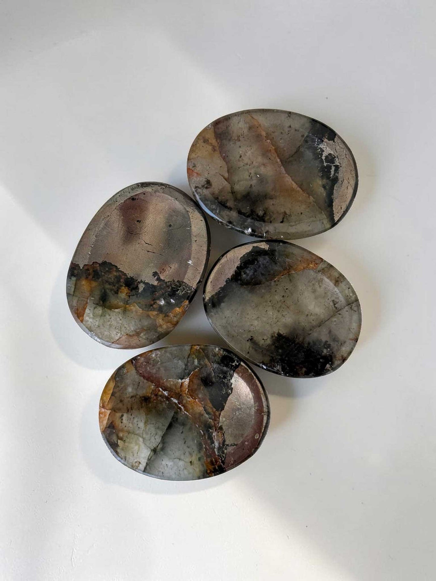 Smoky Quartz Golden Healer Pyrite Worry Stone