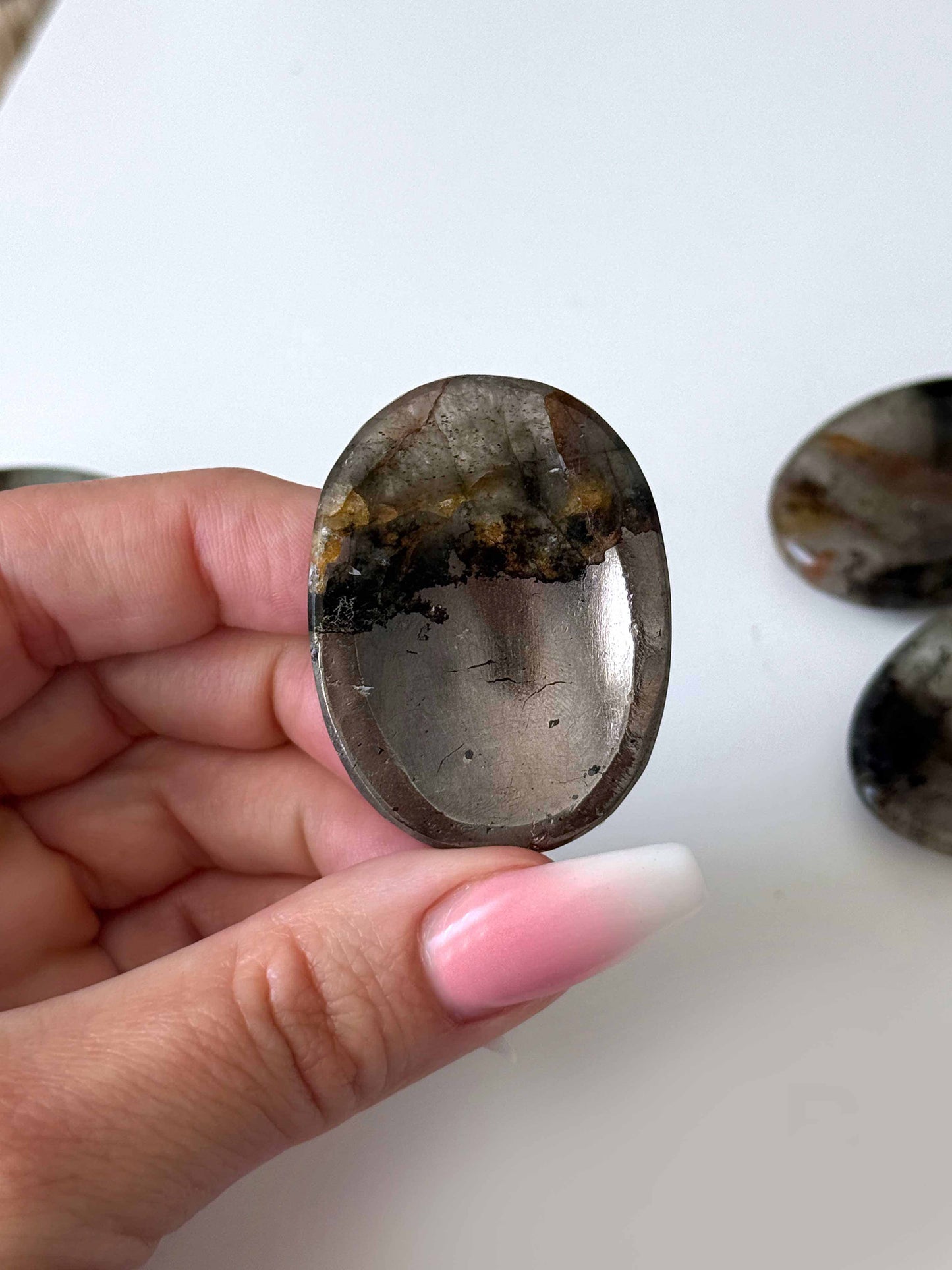 Smoky Quartz Golden Healer Pyrite Worry Stone