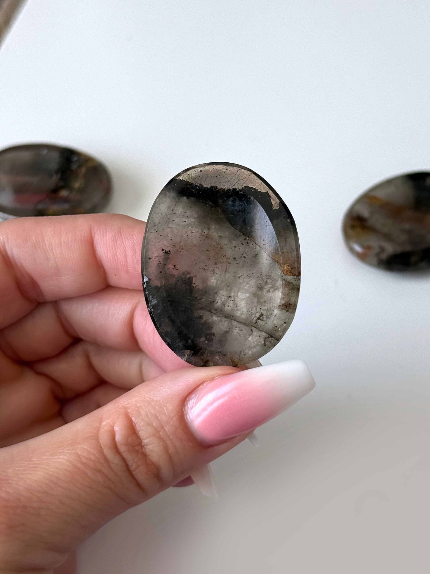 Smoky Quartz Golden Healer Pyrite Worry Stone