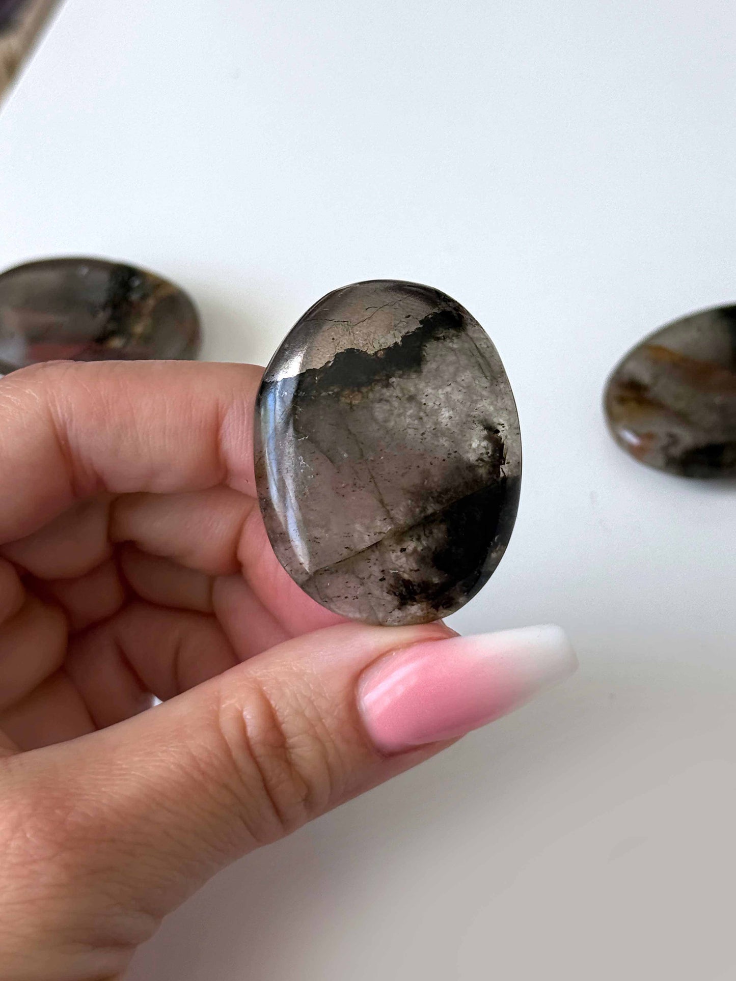 Smoky Quartz Golden Healer Pyrite Worry Stone