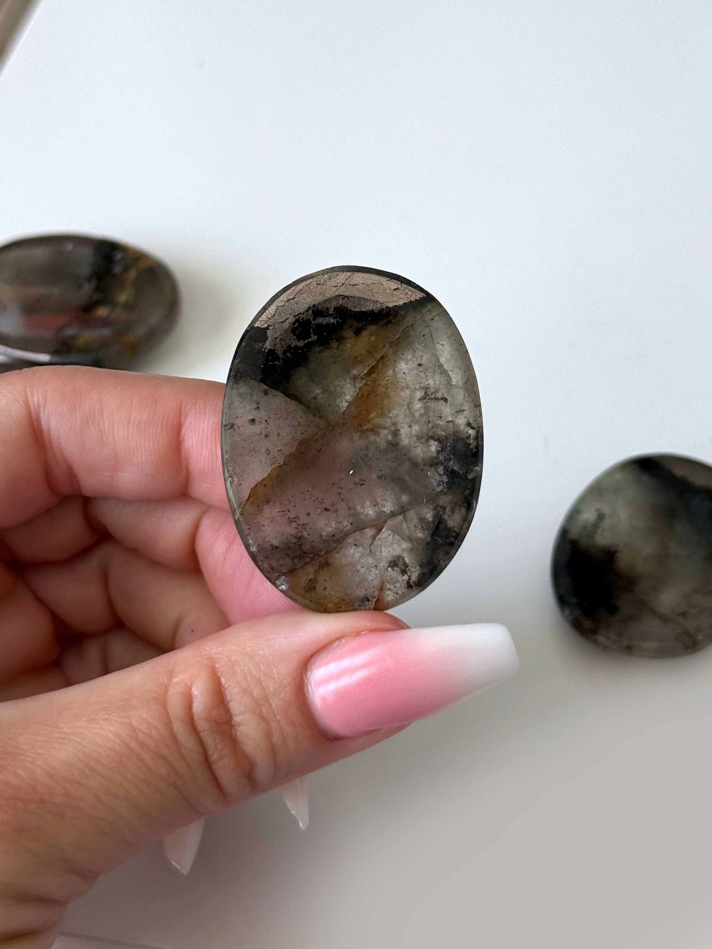 Smoky Quartz Golden Healer Pyrite Worry Stone