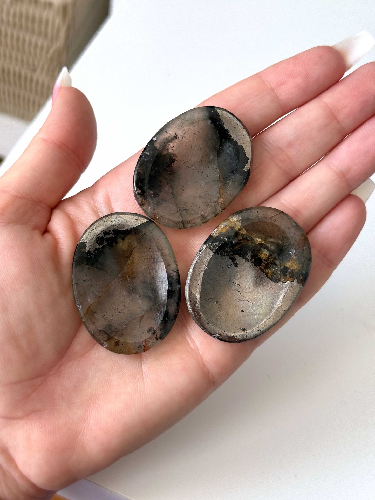 Smoky Quartz Golden Healer Pyrite Worry Stone