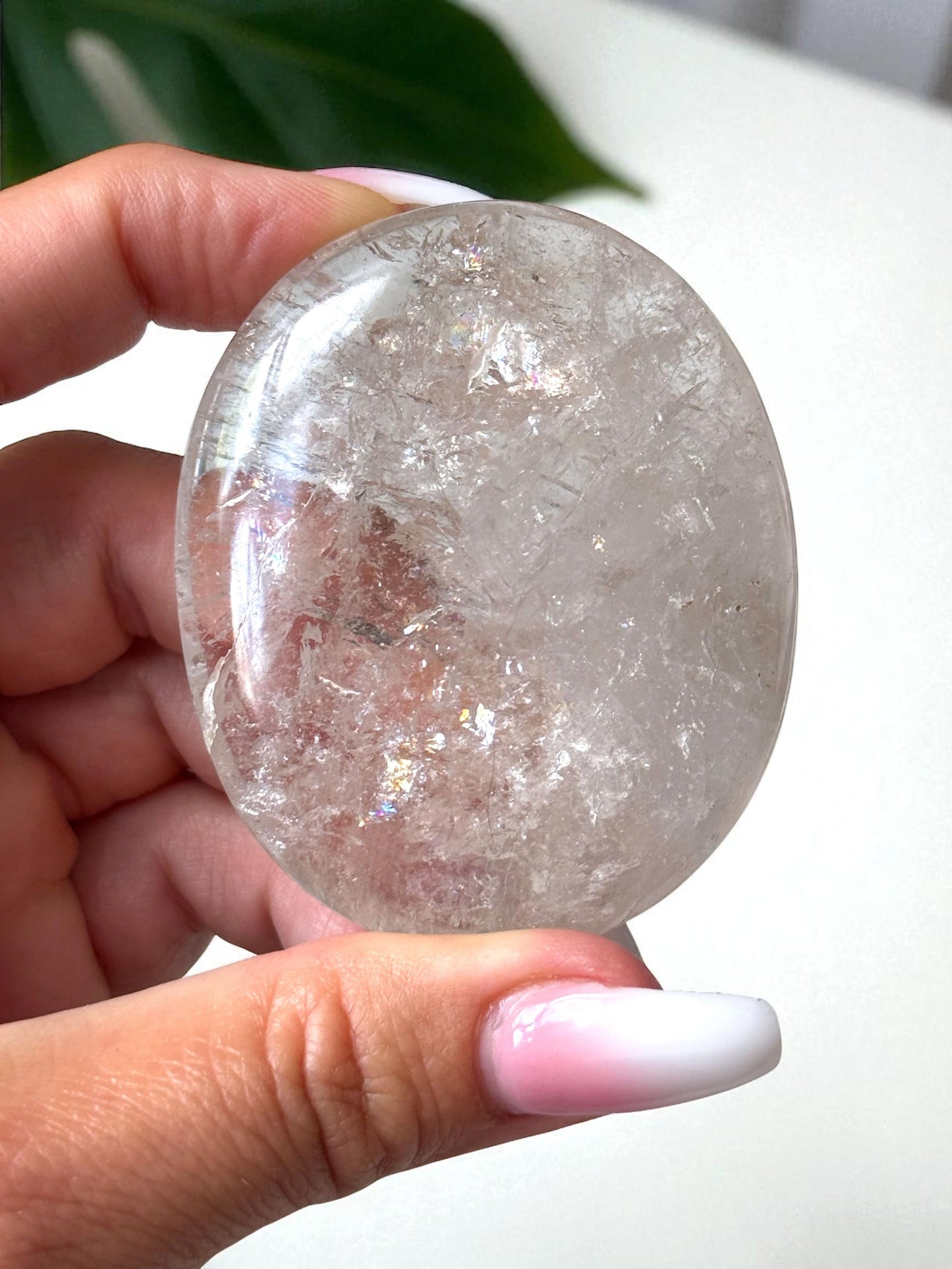 Smoky Quartz w/ Rainbow Palm Stone