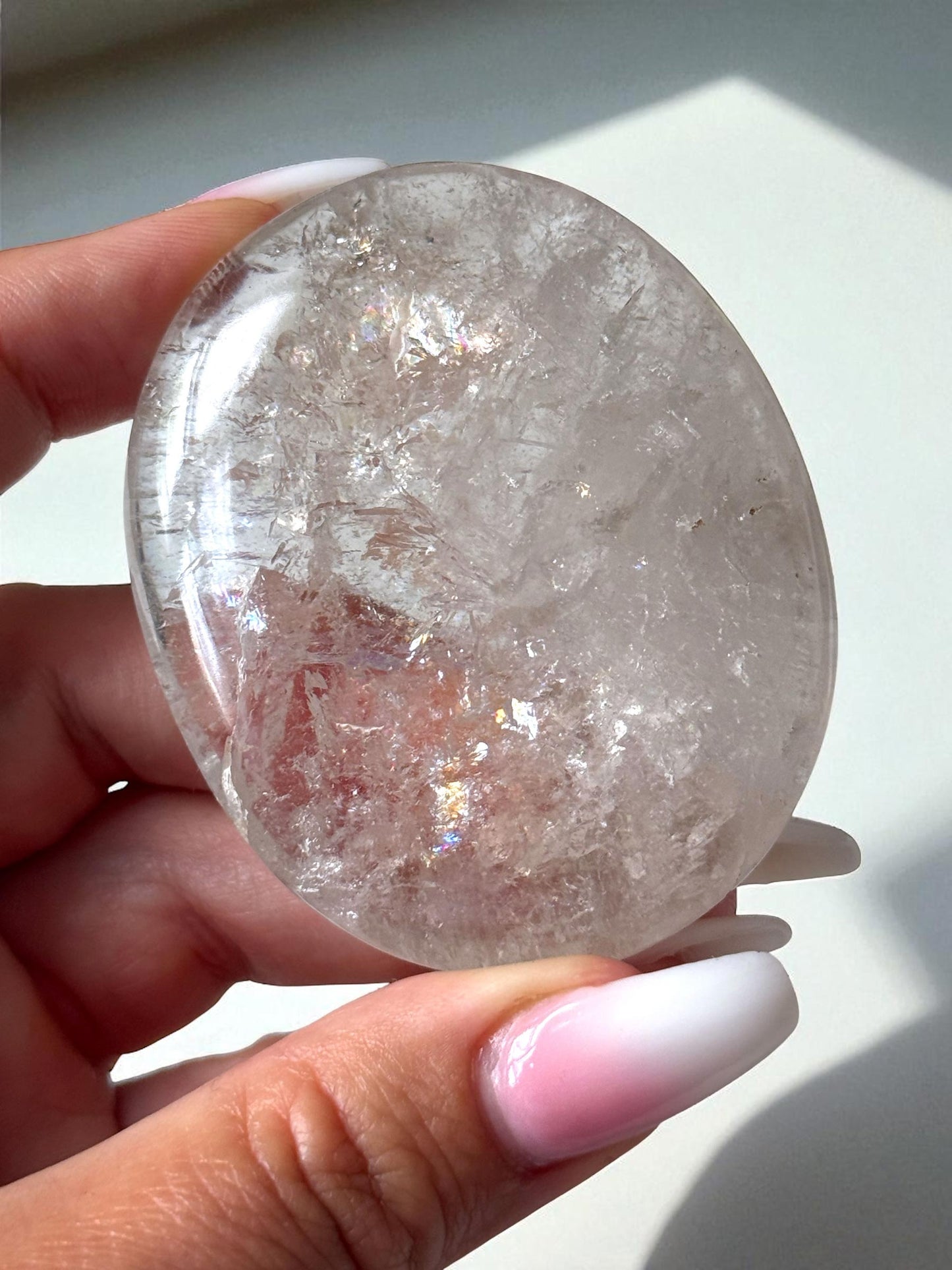 Smoky Quartz w/ Rainbow Palm Stone