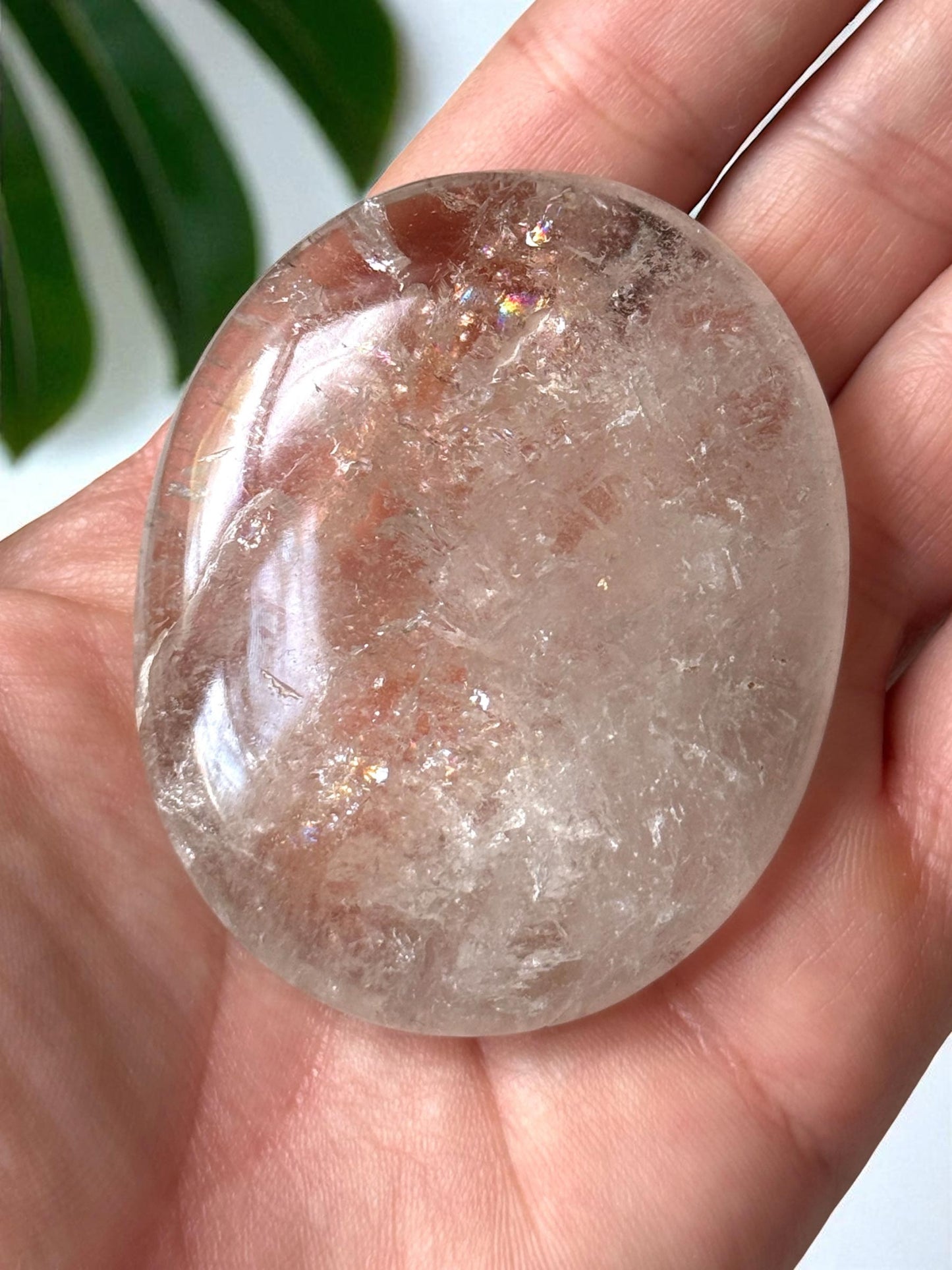 Smoky Quartz w/ Rainbow Palm Stone