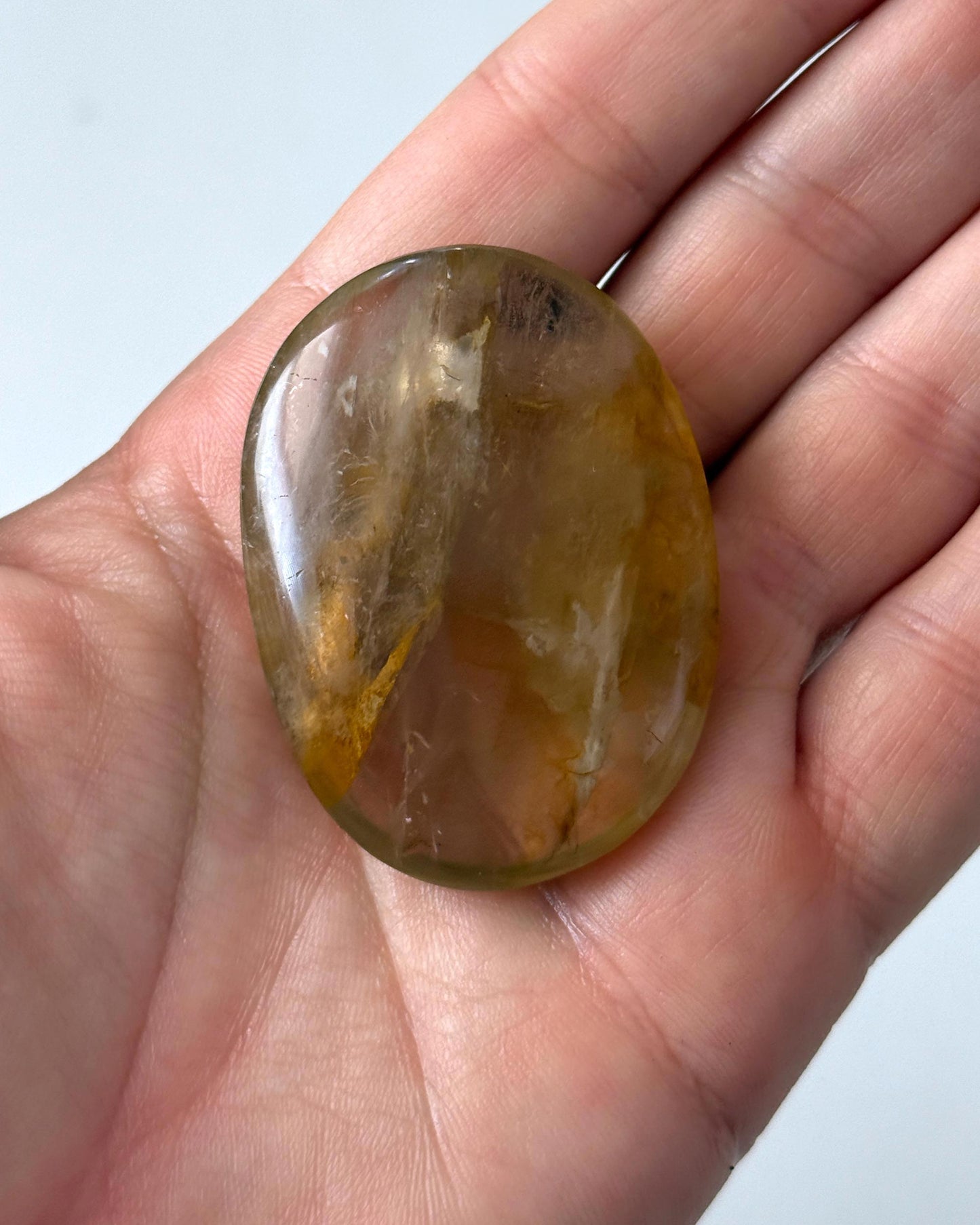 Smoky Quartz Golden Healer Palm Stone