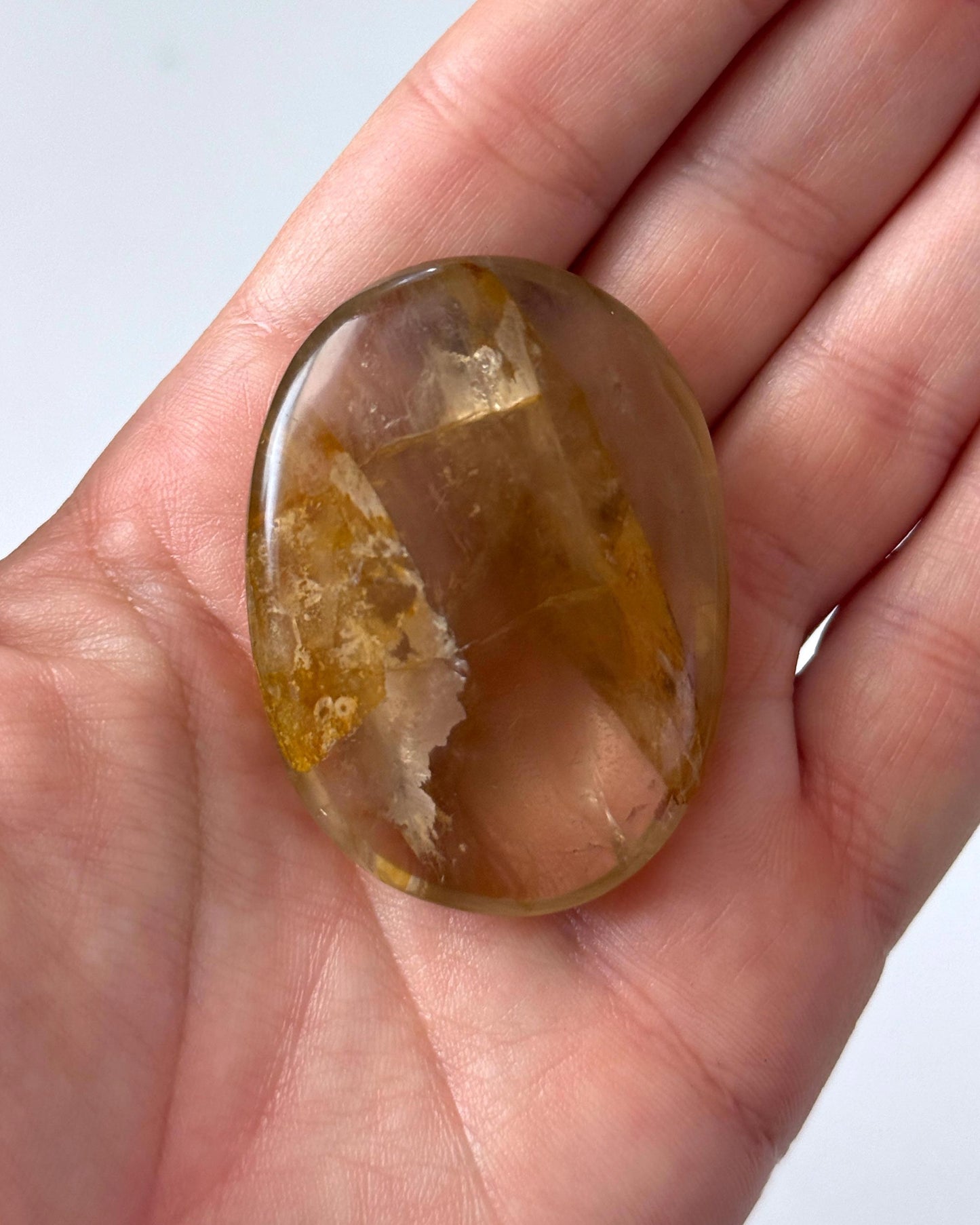Smoky Quartz Golden Healer Palm Stone
