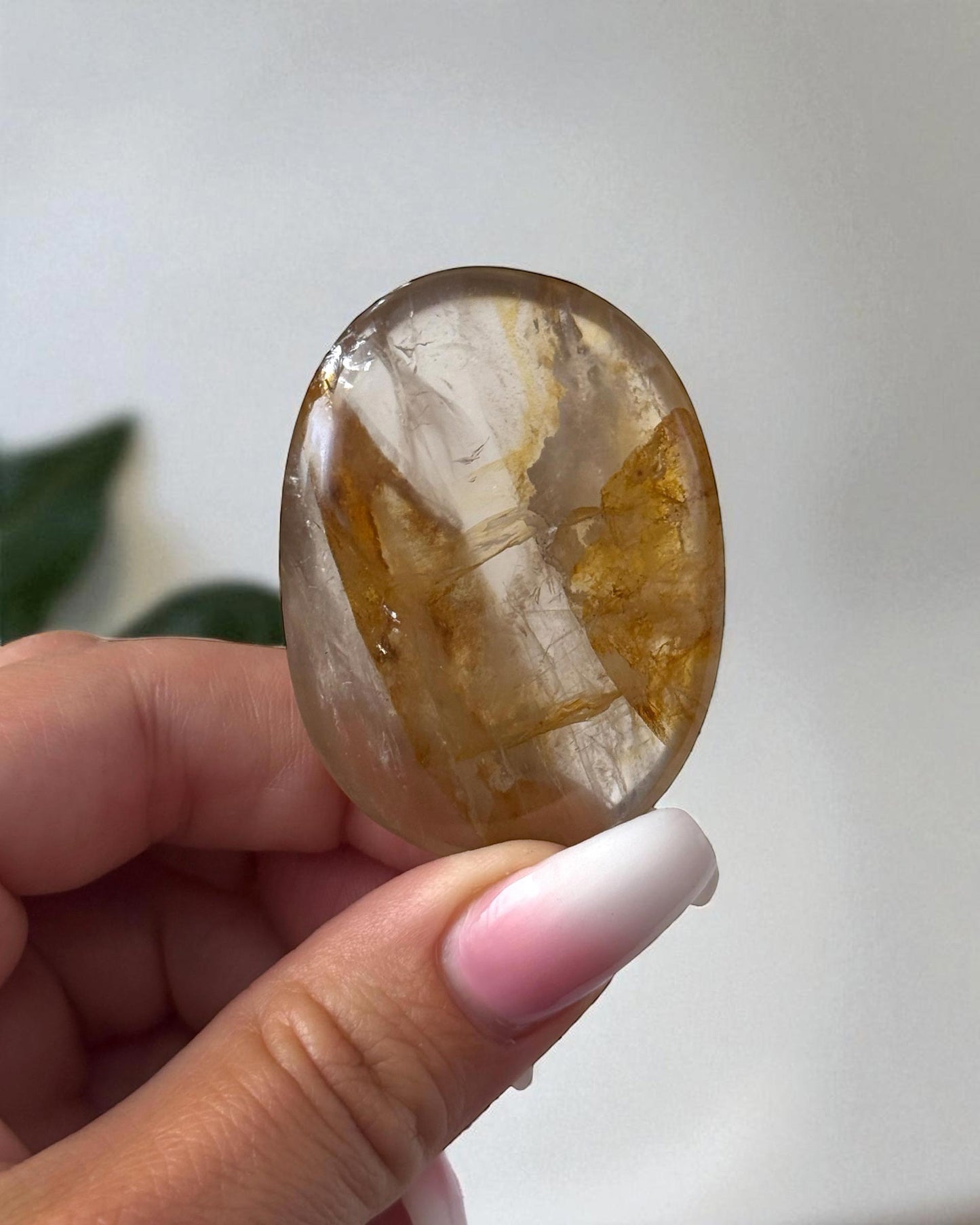 Smoky Quartz Golden Healer Palm Stone