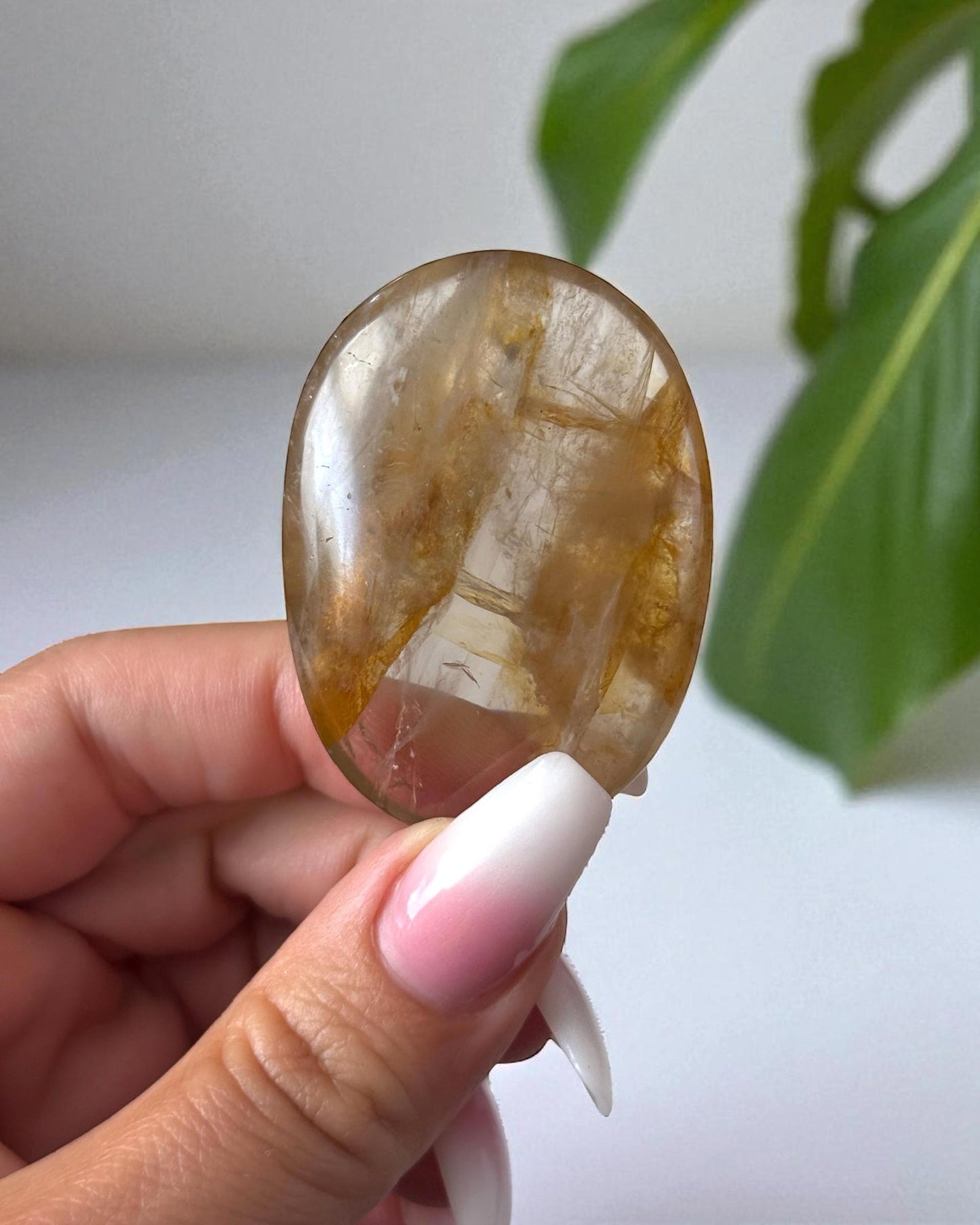 Smoky Quartz Golden Healer Palm Stone