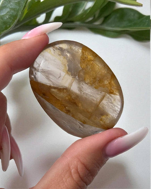 Smoky Quartz Golden Healer Palm Stone