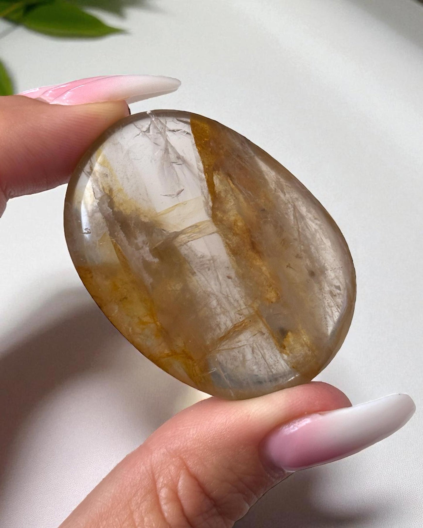 Smoky Quartz Golden Healer Palm Stone
