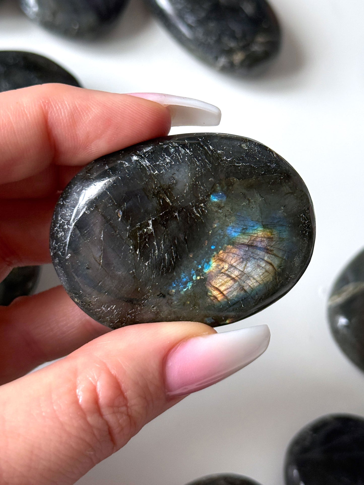Spectrolite Labradorite Palm Stone