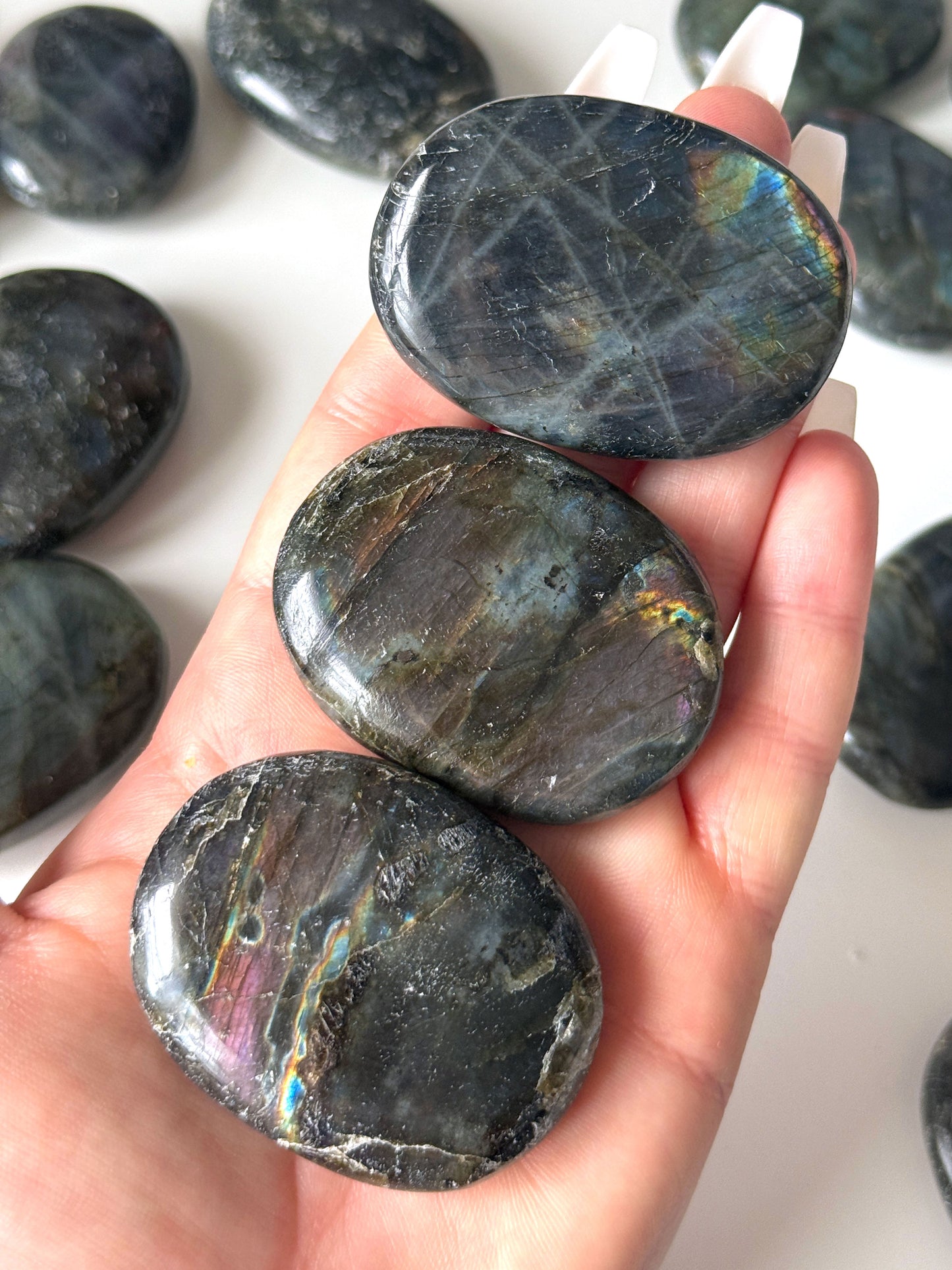 Spectrolite Labradorite Palm Stone