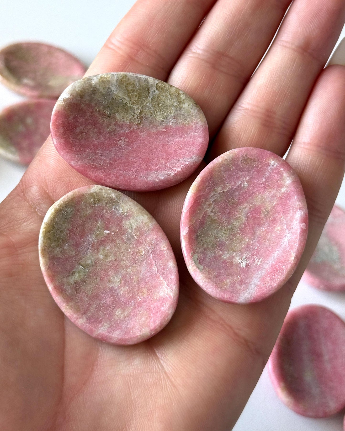 Thulite Quartz Worry Stone