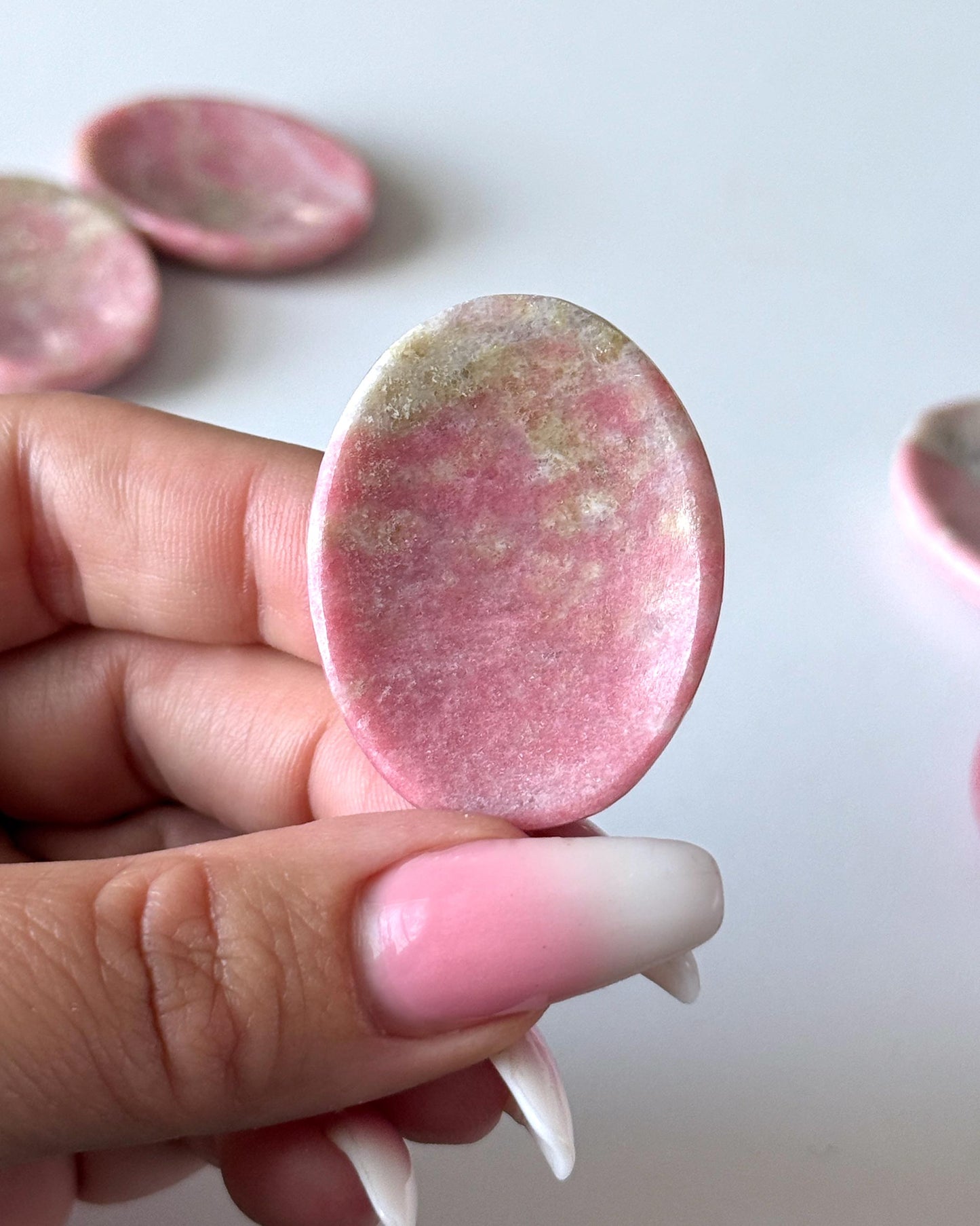 Thulite Quartz Worry Stone