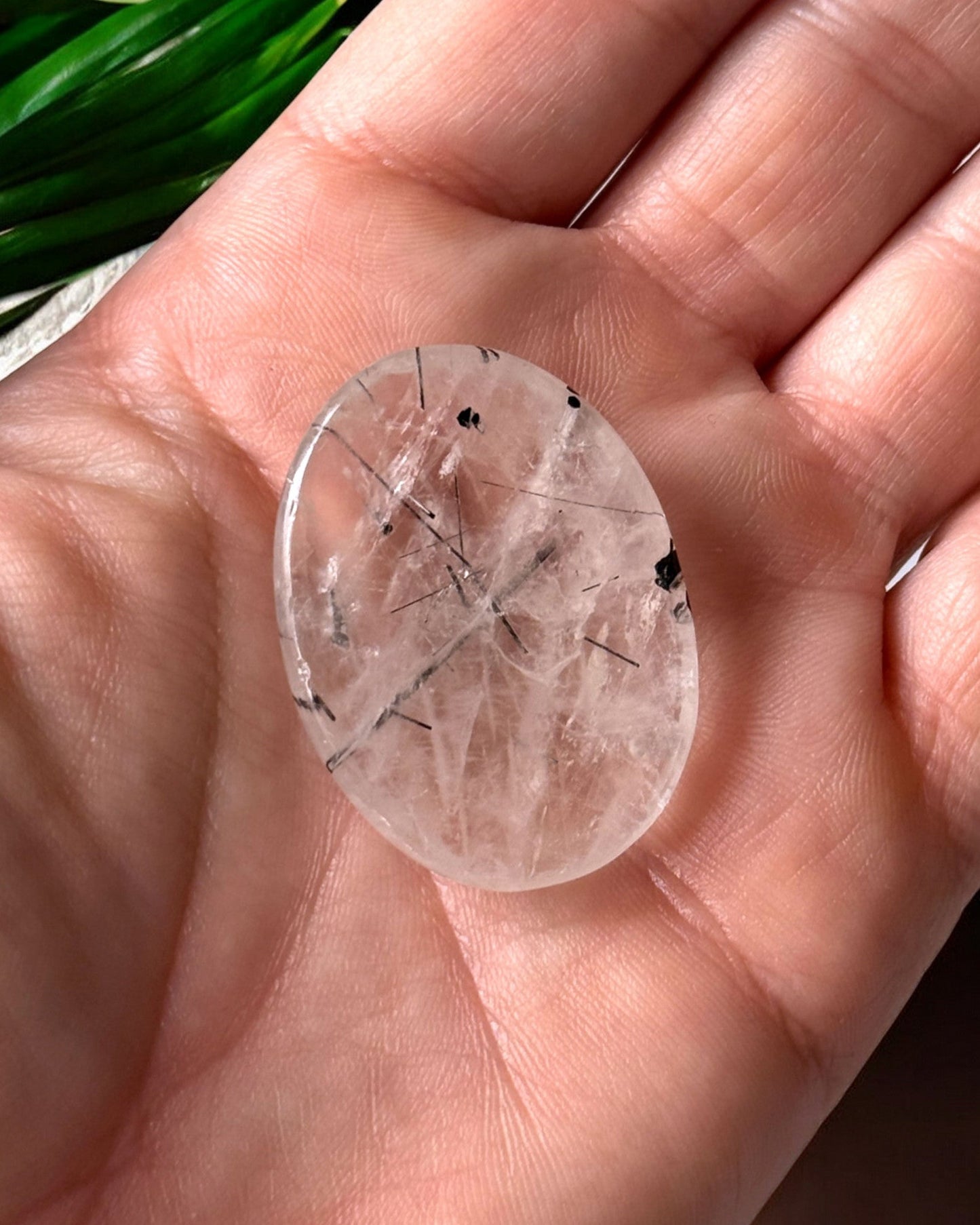 Tourmalinated Quartz Worry Stone