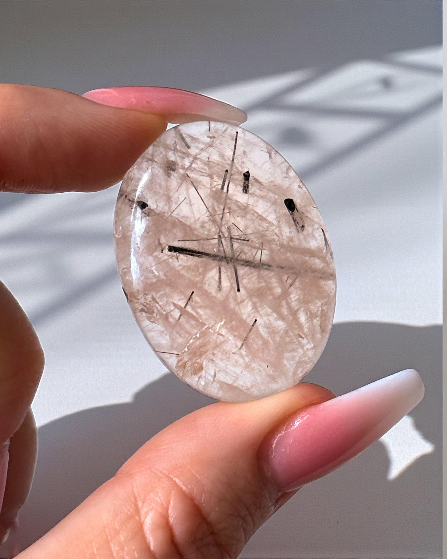 Tourmalinated Quartz Worry Stone