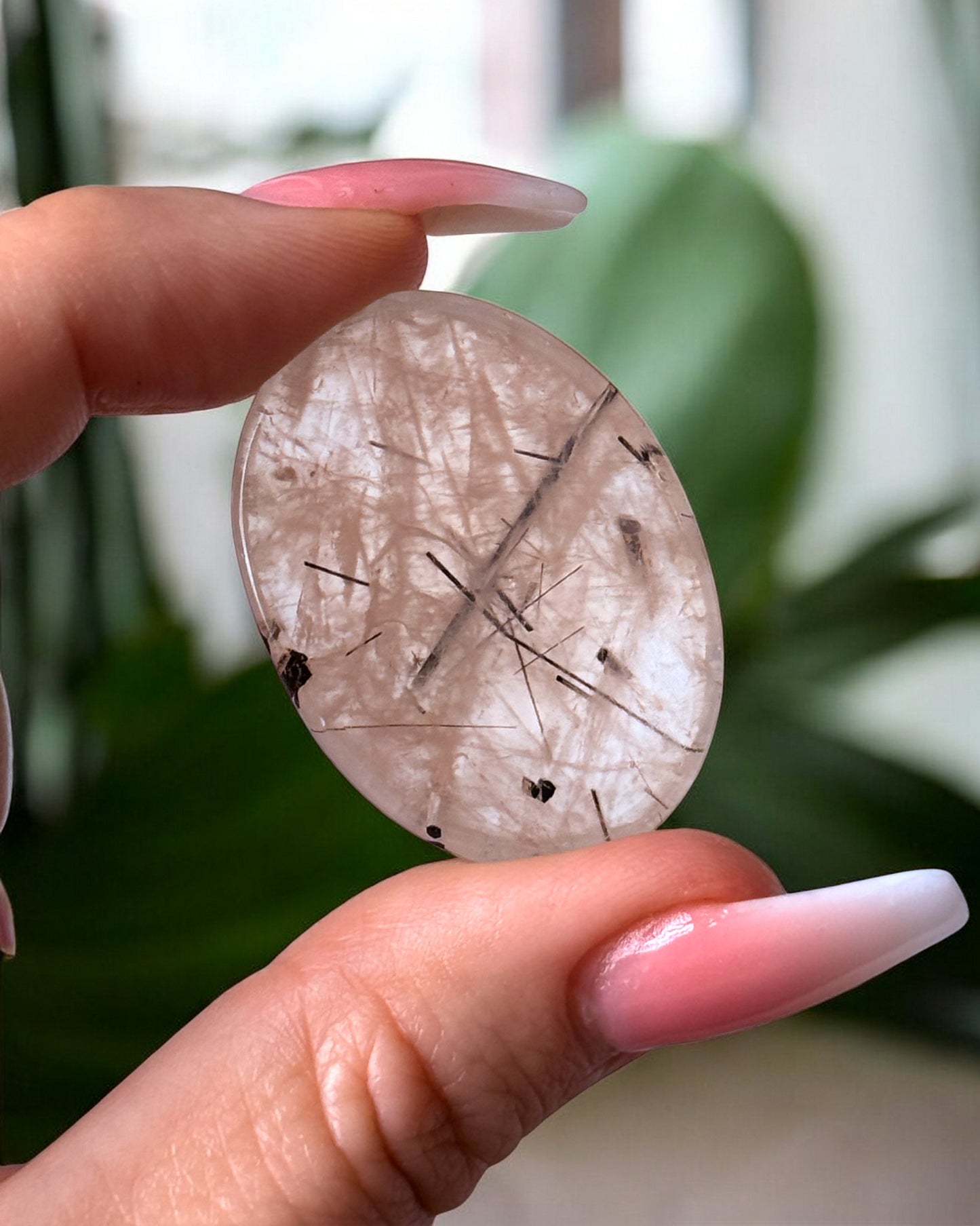 Tourmalinated Quartz Worry Stone