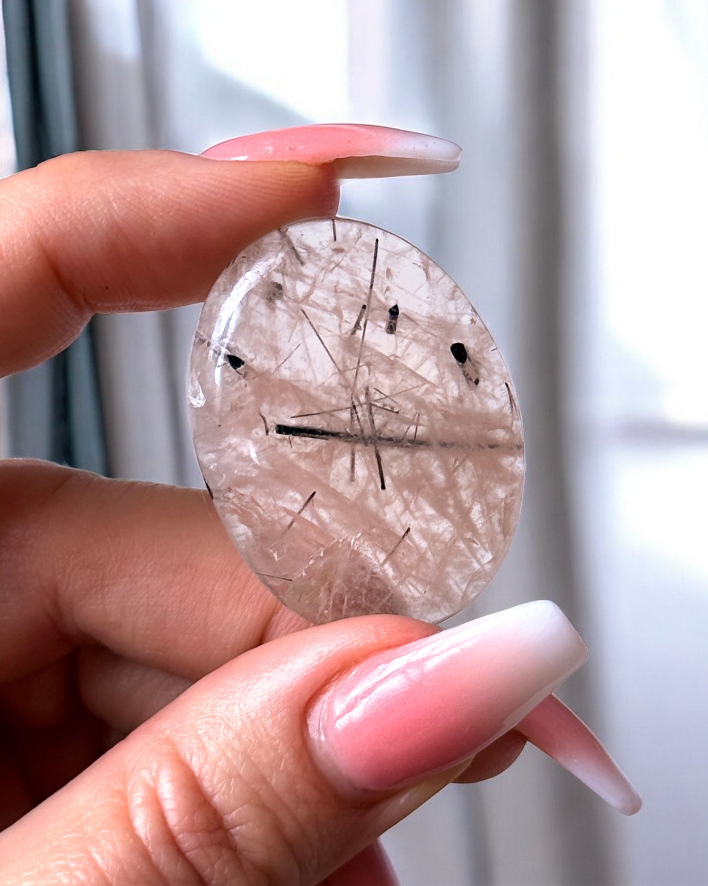Tourmalinated Quartz Worry Stone