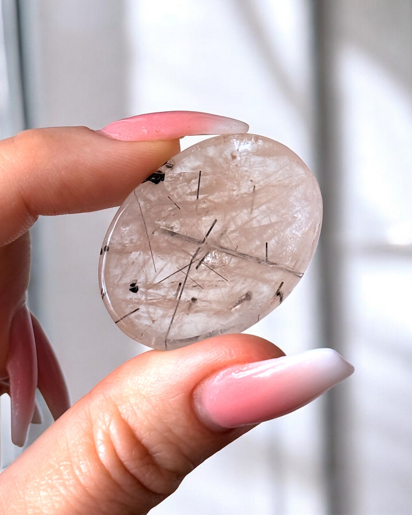 Tourmalinated Quartz Worry Stone