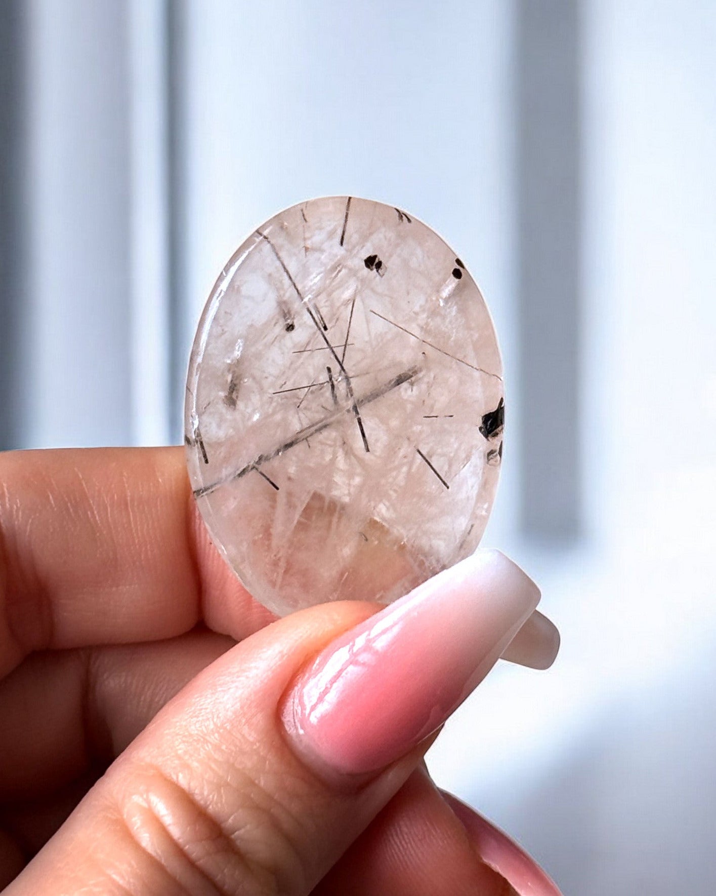 Tourmalinated Quartz Worry Stone