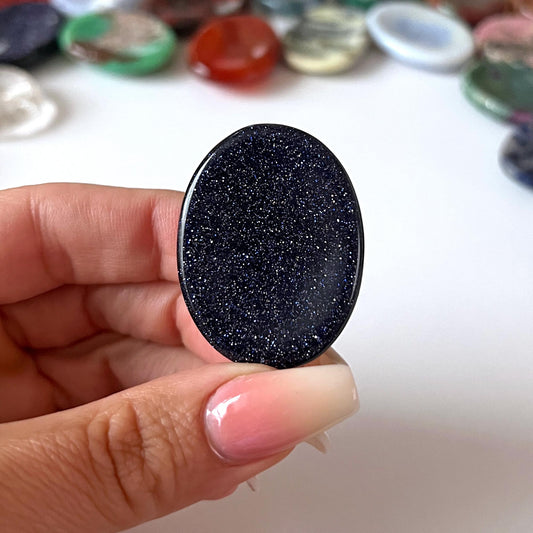 Blue Goldstone Worry Stone