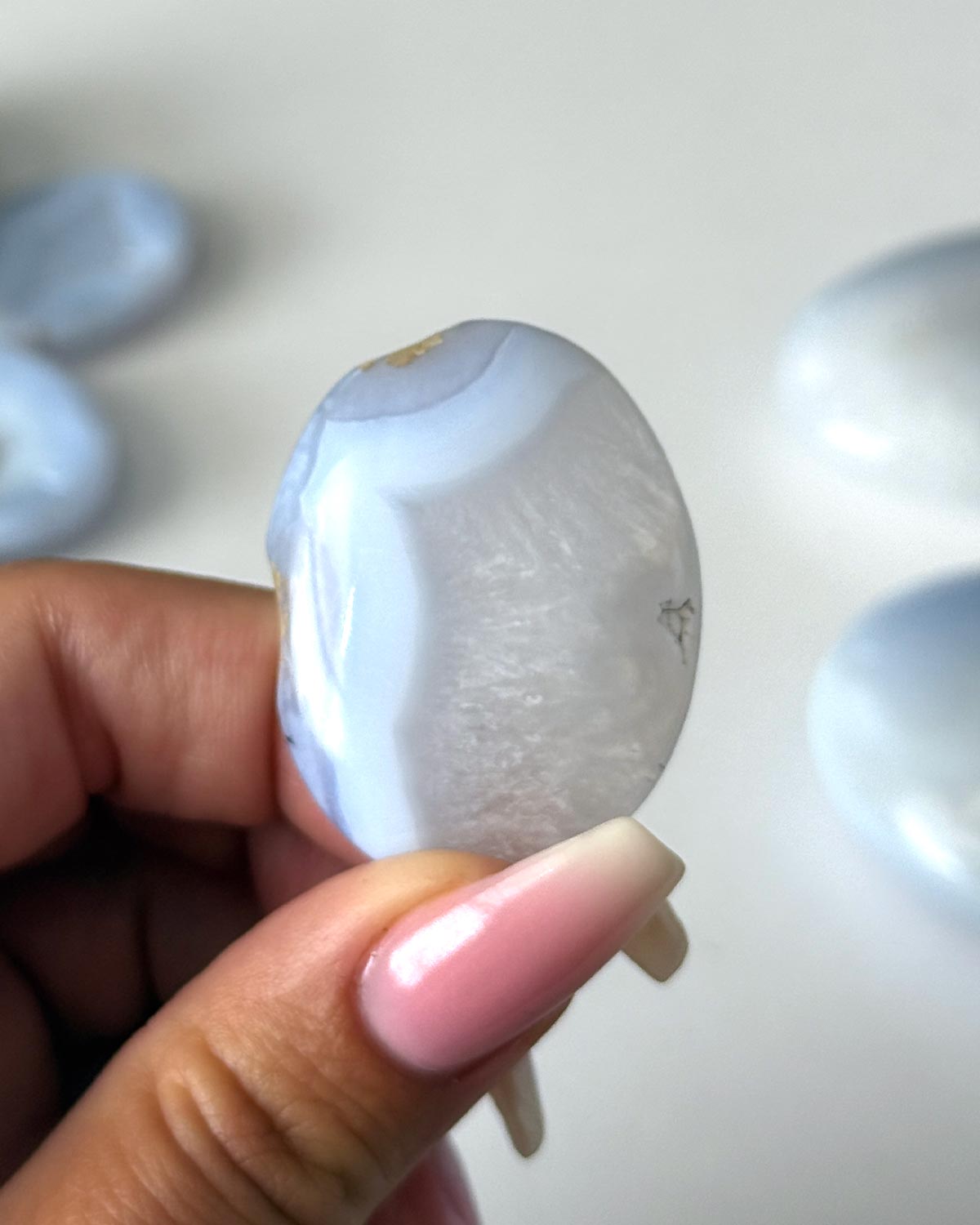Blue Lace Agate with Dendrite Worry Stone