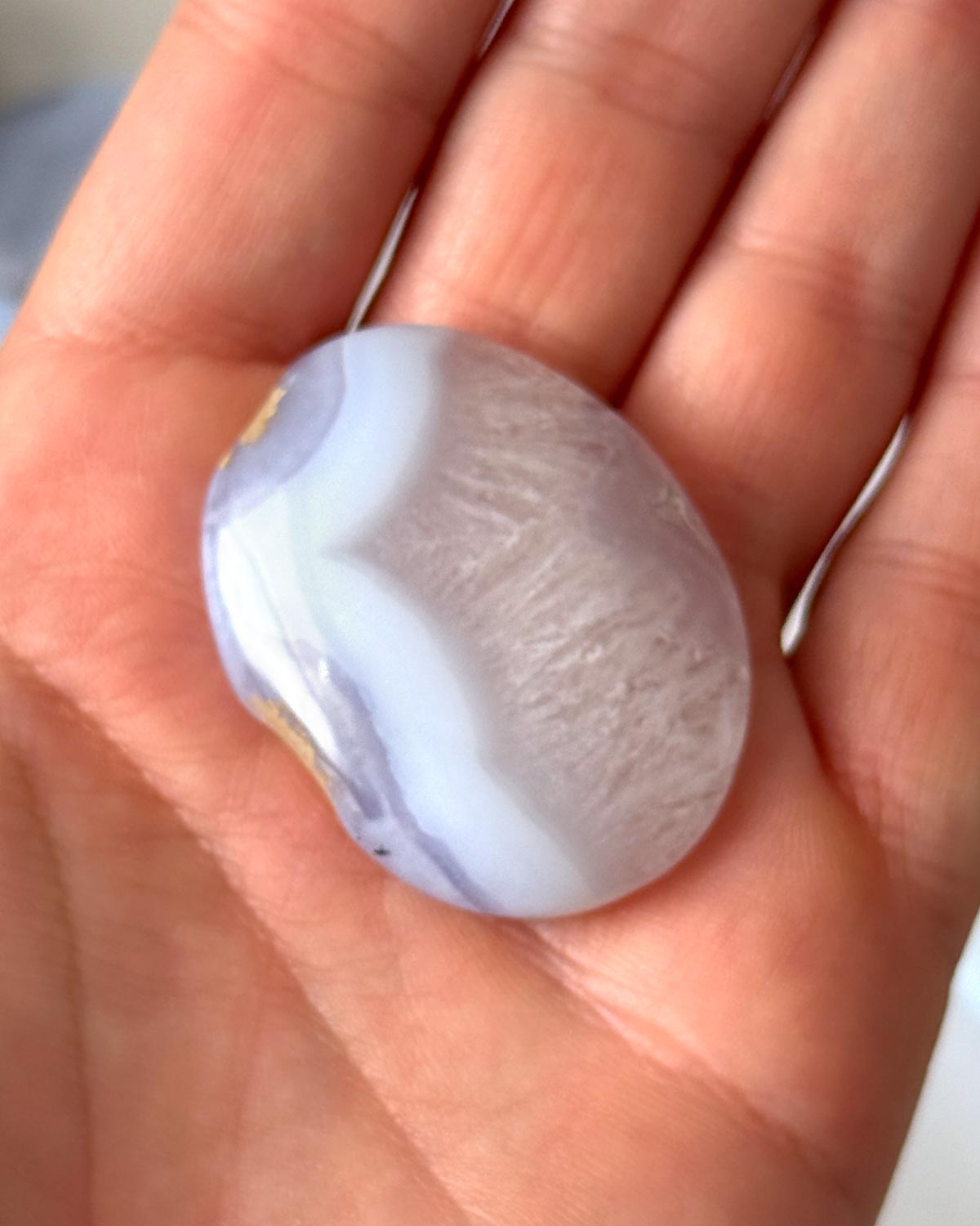 Blue Lace Agate with Dendrite Worry Stone