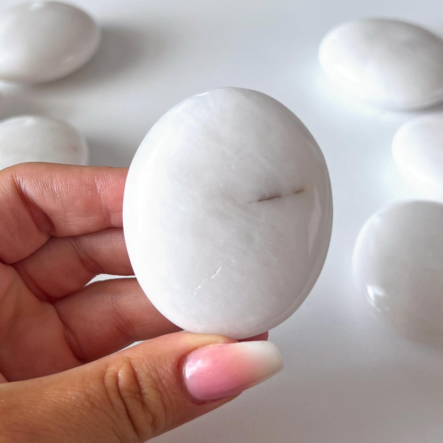 White Aventurine Palm Stone