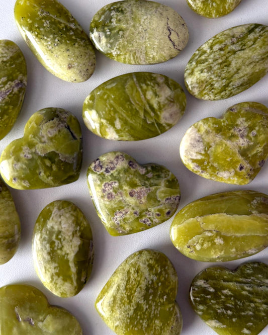 Yellow Green Serpentine Small Palm Stone