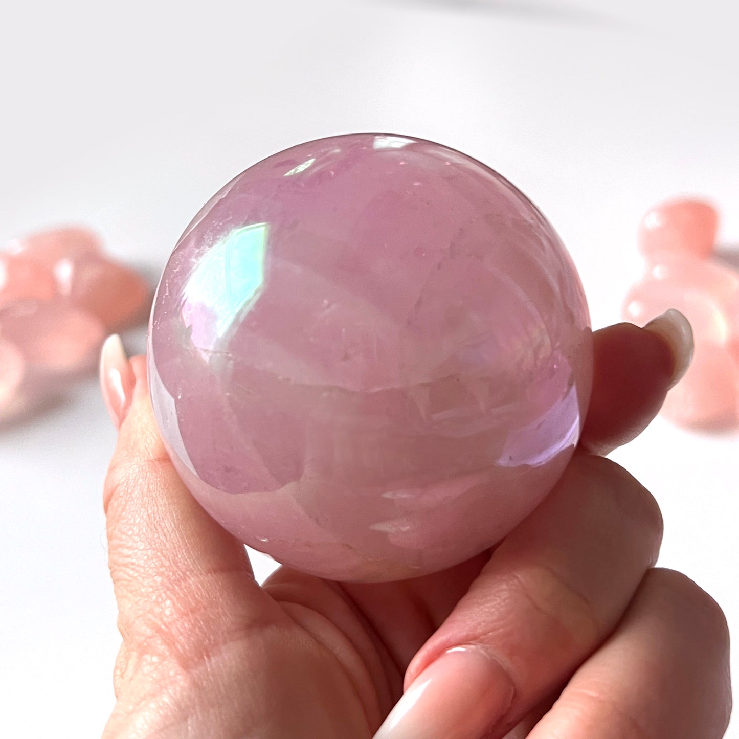 Aura Rose Quartz Sphere 65-73mm