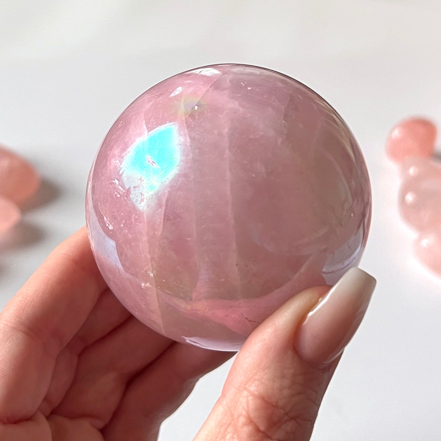 Aura Rose Quartz Sphere 65-73mm