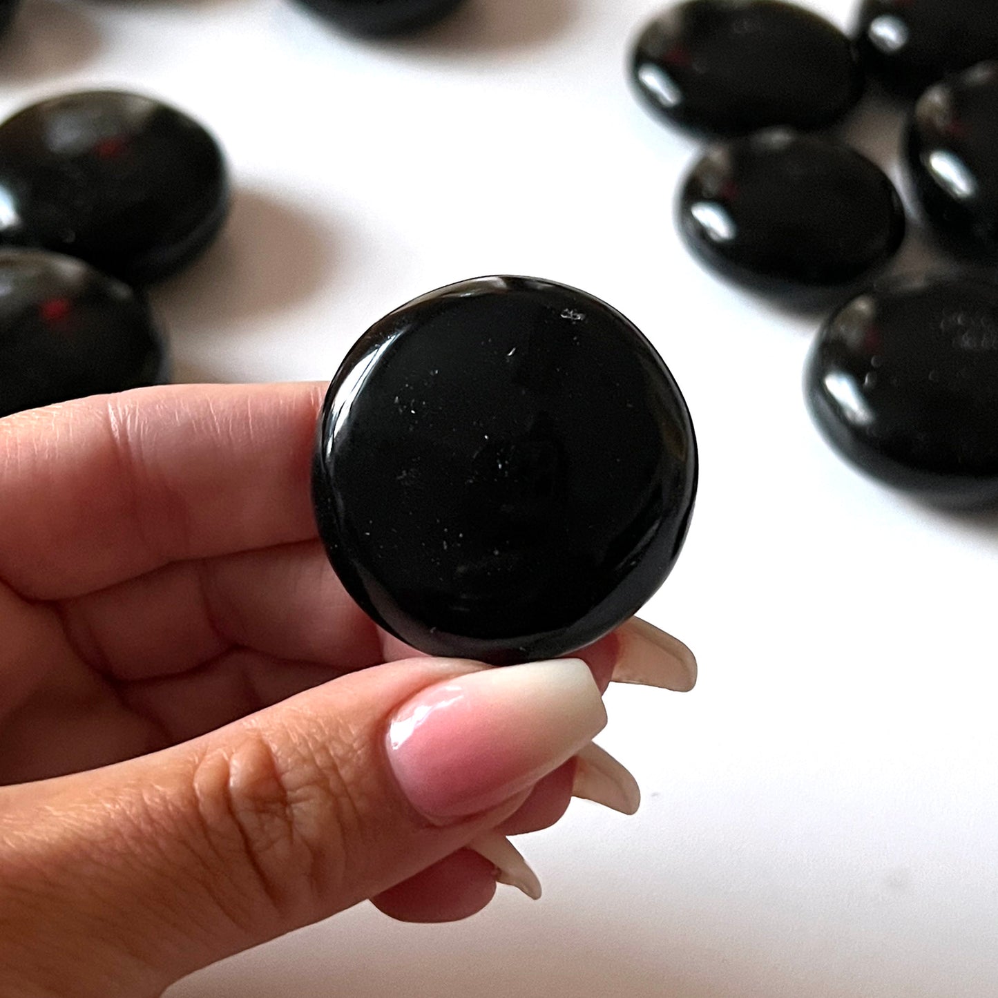 Black Obsidian Round Palm Stone