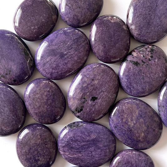 Dark Charoite Palm Stone