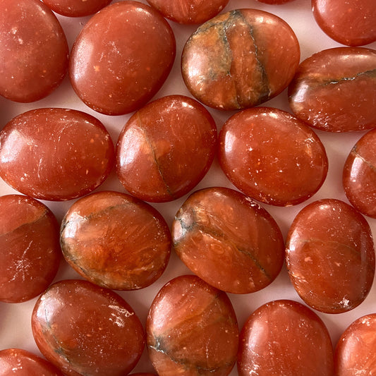 Dark Orange Calcite Palm Stone