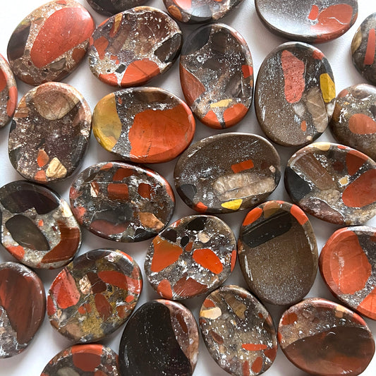 Dark Red Jasper Conglomerate Worry Stone