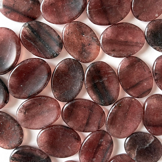 Dark Strawberry Quartz Worry Stone
