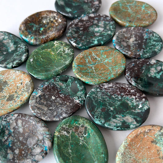 Earthy Peruvian Chrysocolla Worry Stone
