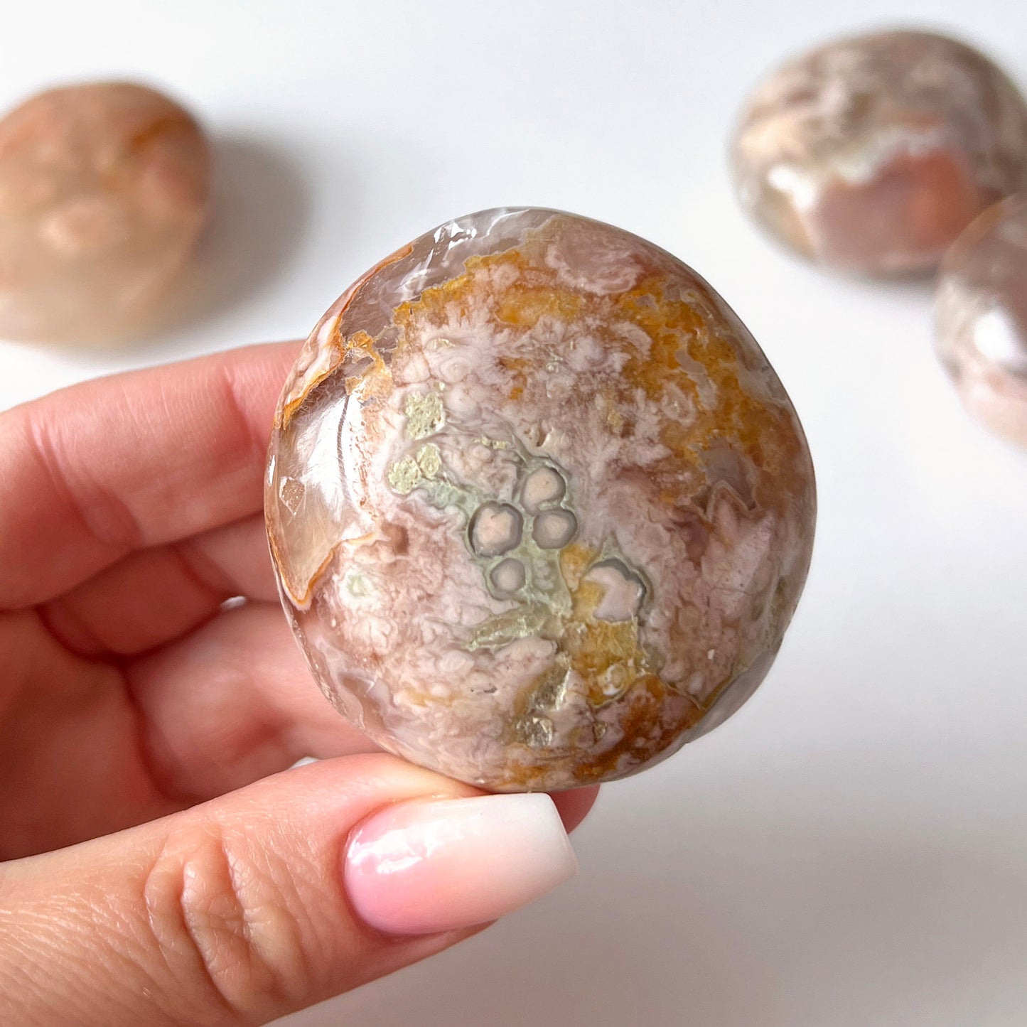 Flower Agate Palm Stone