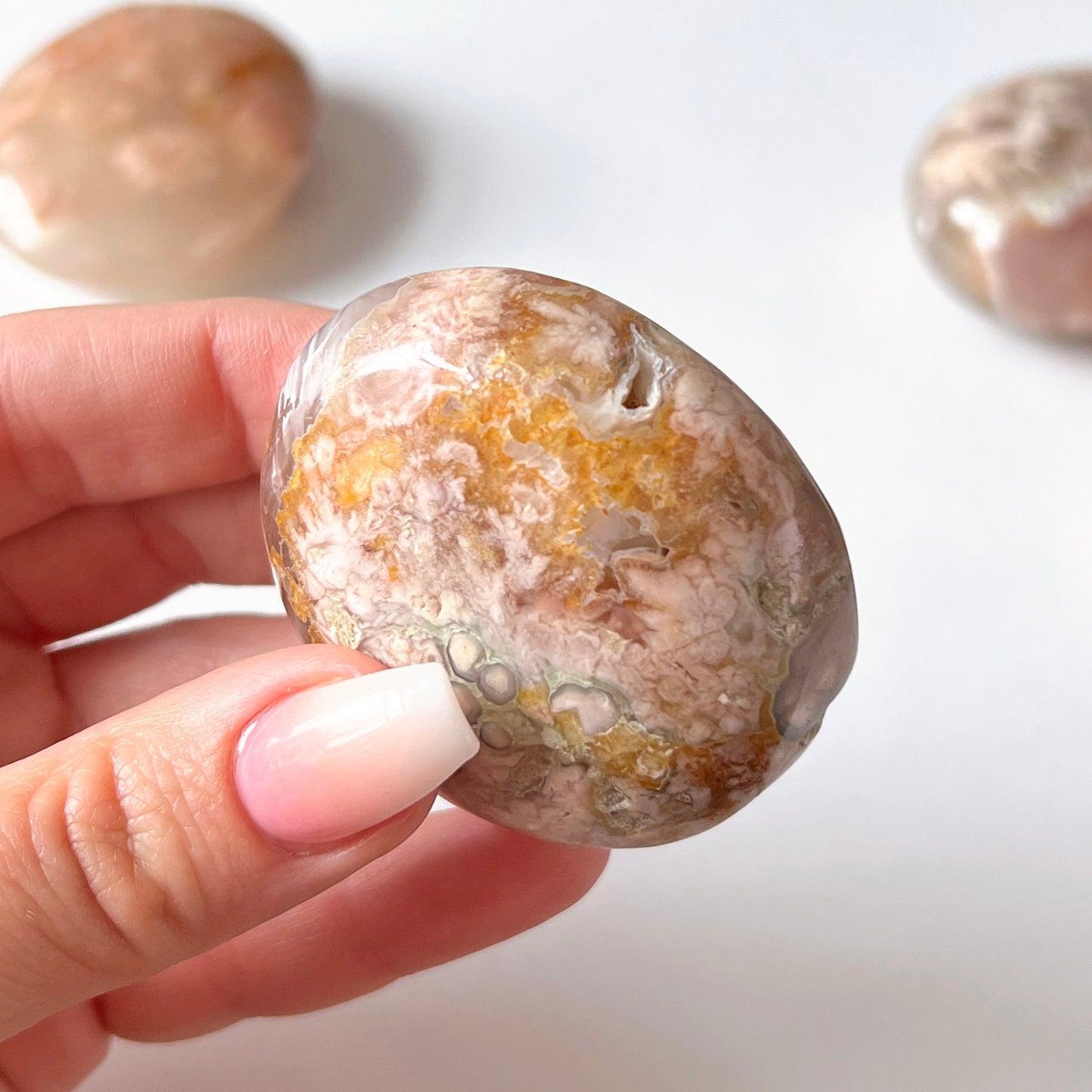 Flower Agate Palm Stone