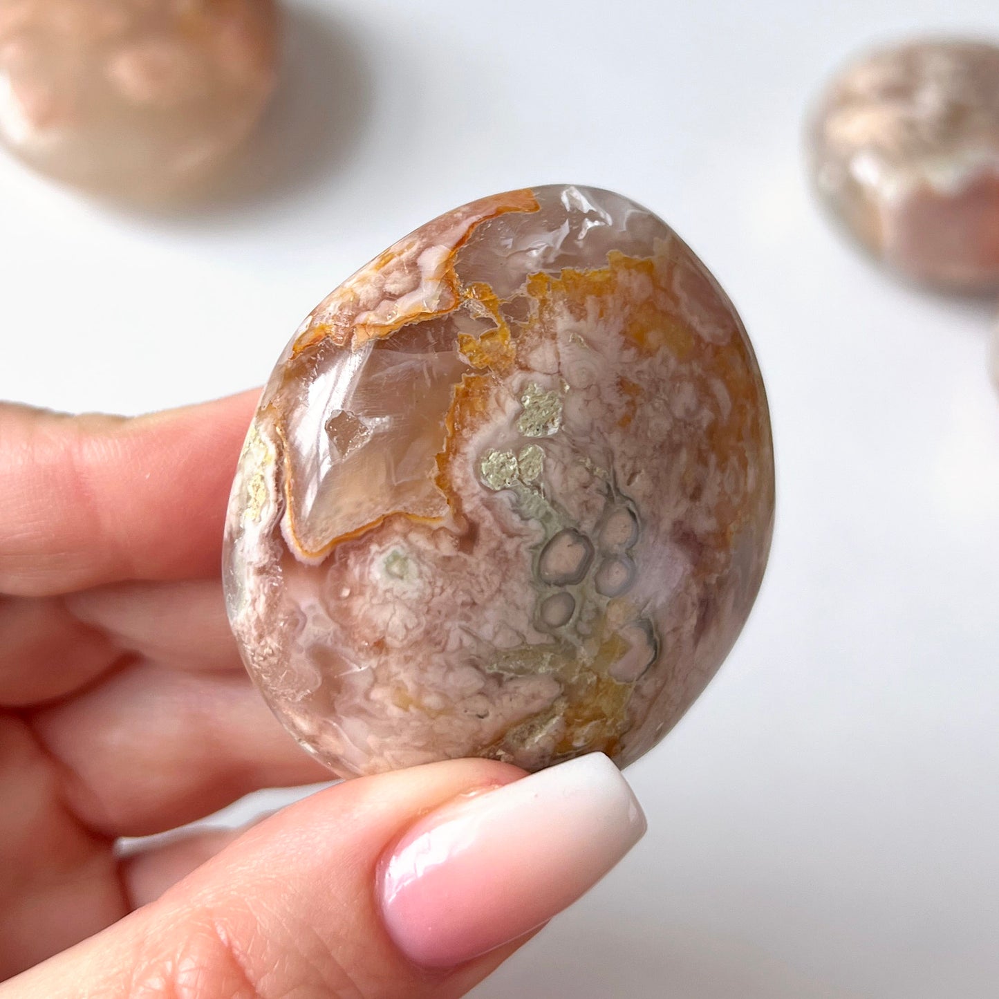 Flower Agate Palm Stone