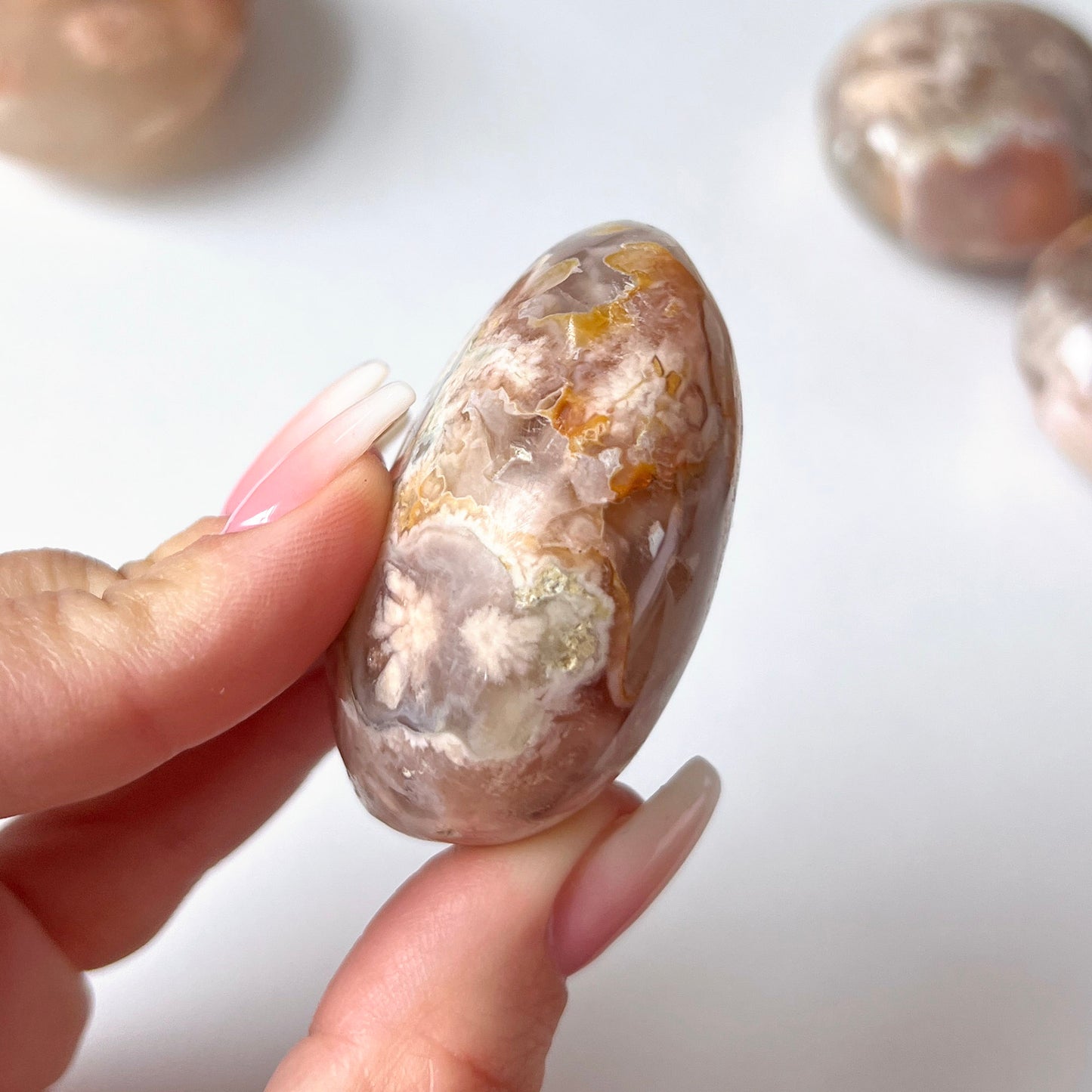 Flower Agate Palm Stone