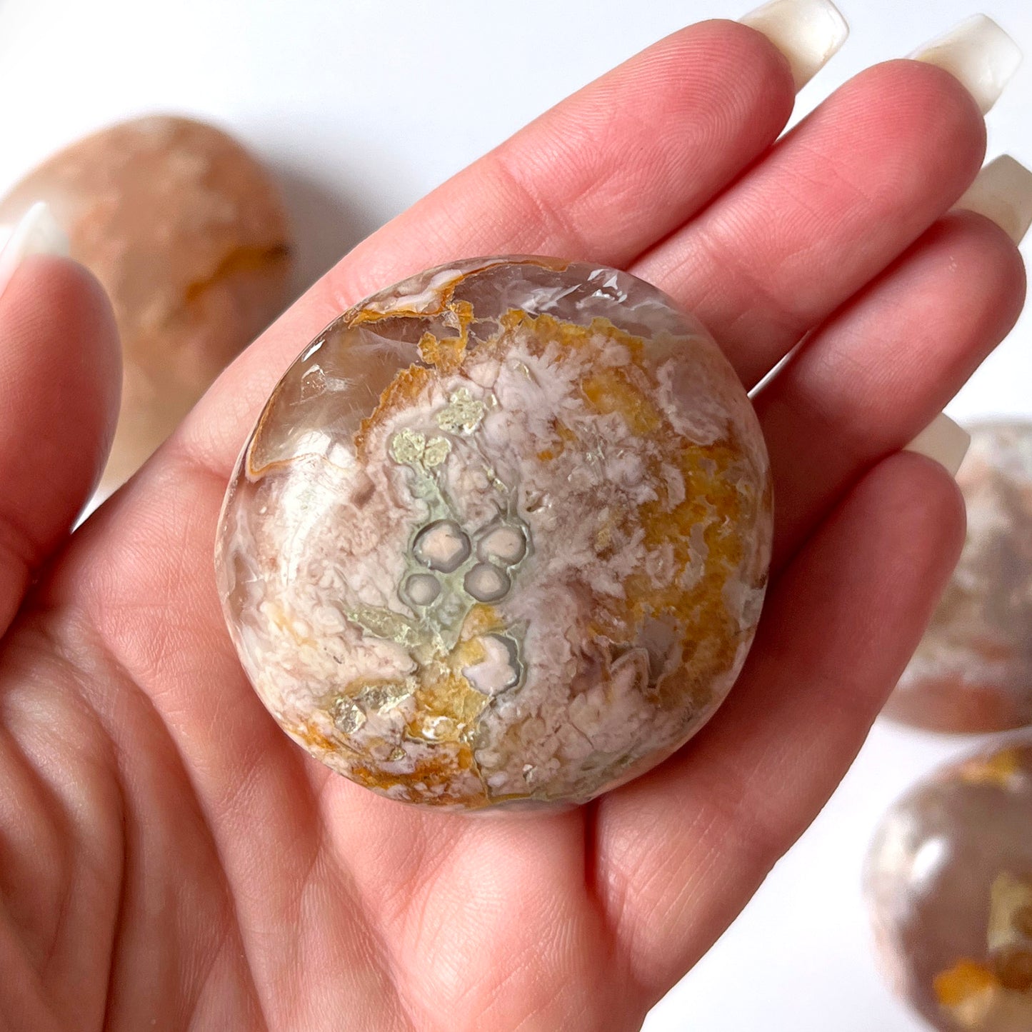 Flower Agate Palm Stone