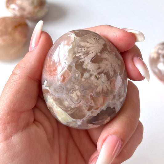 Pink Purple Flower Agate Palm Stone