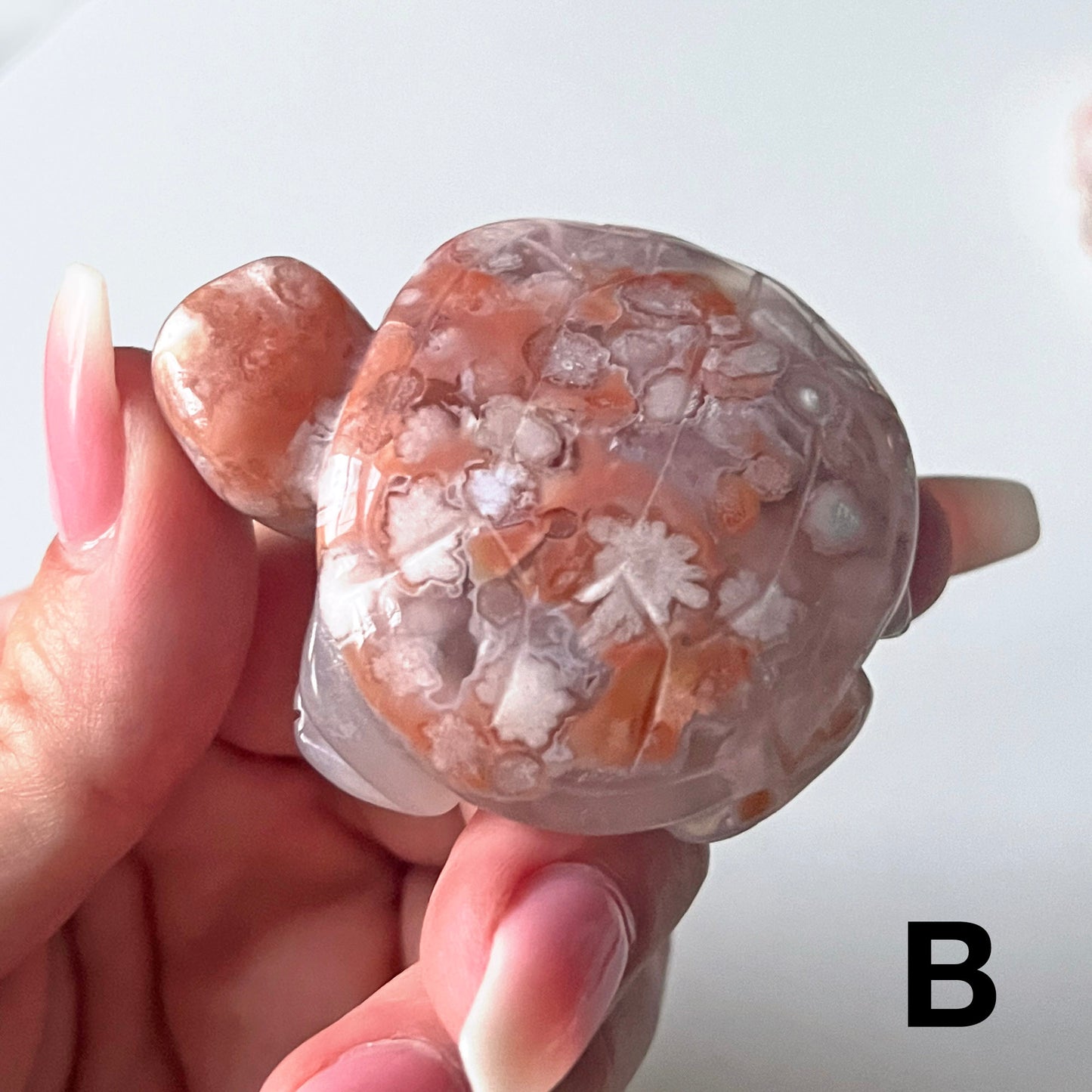 Flower Agate Turtle Carving