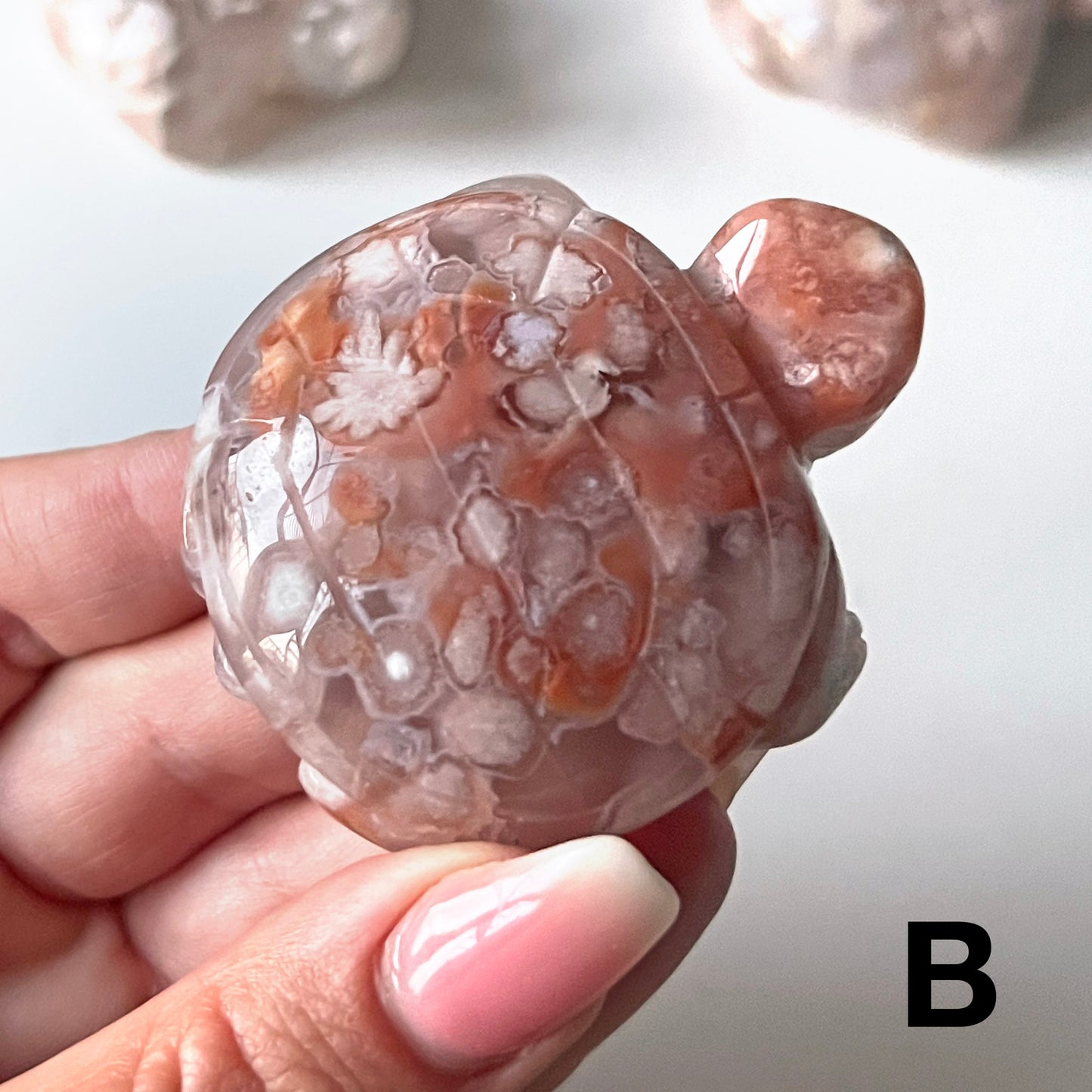 Flower Agate Turtle Carving