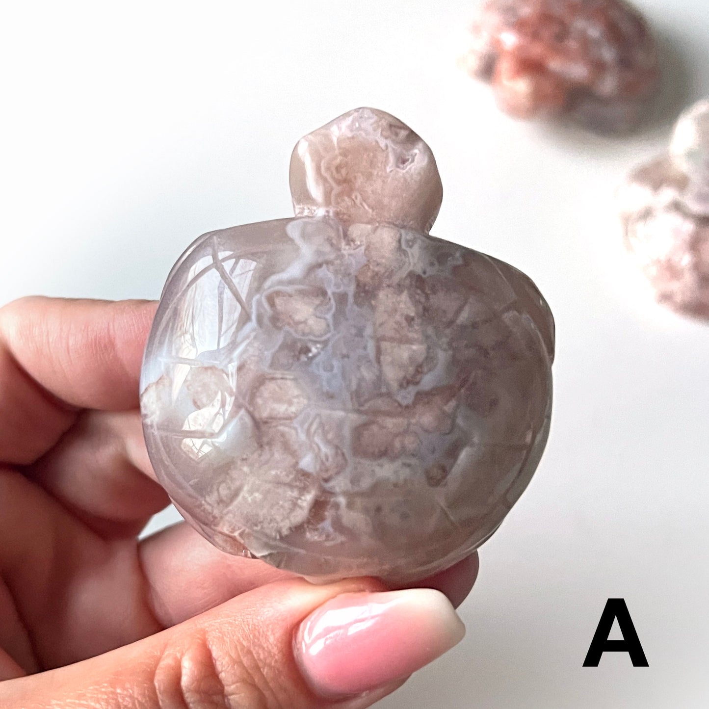 Flower Agate Turtle Carving