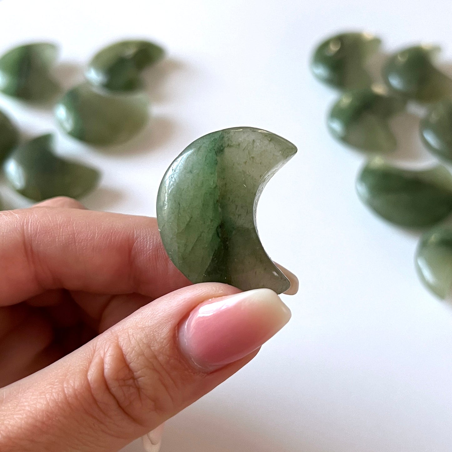 Green Aventurine Crescent Moon Carving